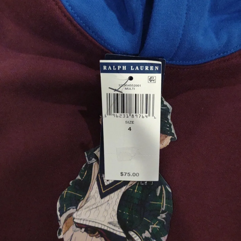 NWT Polo by Ralph Lauren Kids 4 Toddler Hoodie with Bear Design‎